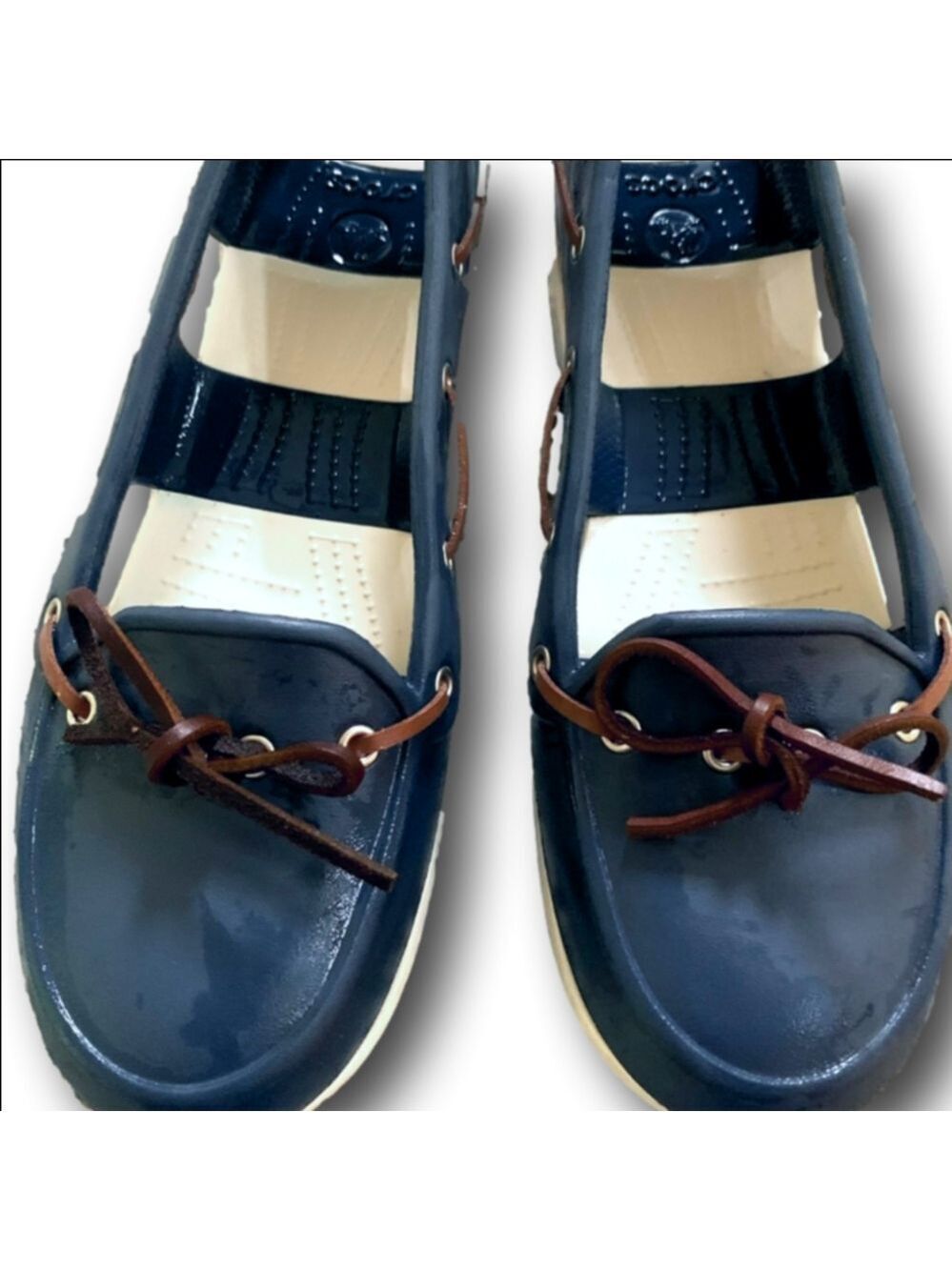 CROCS Navy and Brown Women's Loafers